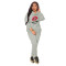 Plush hooded sweater long suit European and American casual lip print two-piece set