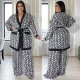 Printed long two-piece lace up set
