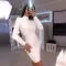 Round neck long sleeve pencil skirt backless skirt