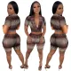 Fashion sexy printed hollow two-piece set