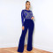 Sexy perspective velvet loose jumpsuit