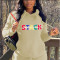 Oversize fat print hooded casual loose sweater