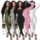 Low cut U-neck sexy slim casual jumpsuit