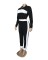 Winter sexy zipper half open long sleeve trousers color contrast splicing two-piece set