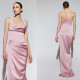 Neck hanging bridesmaid slim dress
