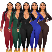 PITCHED CHECKS PERSONAL PATTERN ZIP SPORTS JUMPSUIT