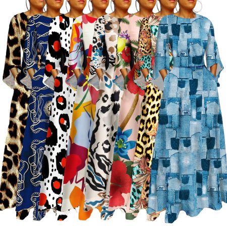 OVERSIZED LOOSE TIE PRINT DRESS