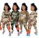 New fashion fashion letter camouflage printing two-piece set