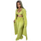 Sexy, fashionable and comfortable pleated cloth long cape wide leg pants 3-piece set