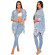 Sexy stretch hole denim coat