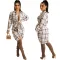 Sexy digital printed cardigan long sleeve dress