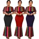 Sexy digital printed short sleeve long dress