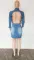 Sexy backless stretch denim hip wrap dress