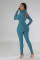 High neck fashion jumpsuit with thread splicing