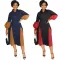 Autumn and winter long sleeved shirt color matching dress