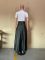 High split irregular leather skirt