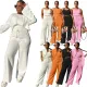 Solid casual vest round neck flared sleeve wide leg pants three piece set