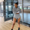 Hip wrap shorts hooded sweater casual suit