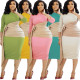 Autumn and Winter Women's Solid Long Sleeve Dress Europe and America