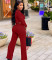 Personalized casual round neck printed long sleeve wide leg lace up suit