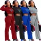 Personalized casual round neck printed long sleeve wide leg lace up suit
