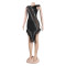 Perspective Slim Scalded Pearl Feather Dress