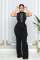 Fashion casual jumpsuit back zipper with chain and belt