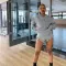Hip wrap shorts hooded sweater casual suit