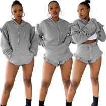 Hip wrap shorts hooded sweater casual suit