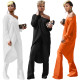 Irregular round neck diagonal top wide leg trousers casual suit