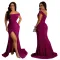 Slightly shouldered flat neck silk glossy dress