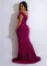 Slightly shouldered flat neck silk glossy dress