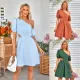 Casual sloping neck hollow waist dress