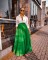 Solid color high waist large skirt pleated foreign trade skirt (skirt only)