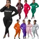 Printed letter plush pullover zipper casual sports suit
