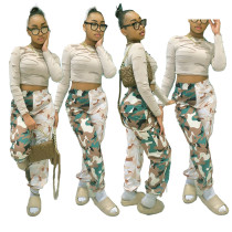 Two color camouflage large pocket casual pants