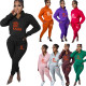 Printed letter plush pullover zipper casual sports suit