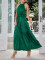 Casual neck hanging solid color waist closing dress