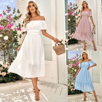Off shoulder solid waist length skirt