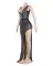Sexy v-neck perspective slim fitting hot drill dress