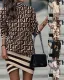 Long sleeve high collar printed dress