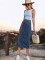 Fashion bag hip stretch denim long skirt