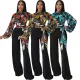 Sexy fashion printed round neck jumpsuit