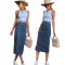 Fashion bag hip stretch denim long skirt