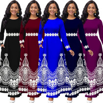 Sexy Fashion Digital Print Long Sleeve Dress