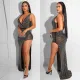 Sexy v-neck perspective slim fitting hot drill dress