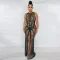 Oversize mesh hot drilling sexy tight evening dress