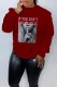Oversized high collar printed long sleeve sweater