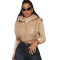 Shiny leather side open sleeveless banded hooded vest cotton jacket