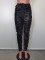 New Casual Pants Fashion Pleated Tie Slim Leather Pants